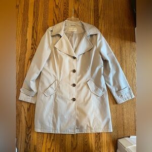 Michael Kors Tan Womens Trench Coat XL w/denim accent on hood & collar underside